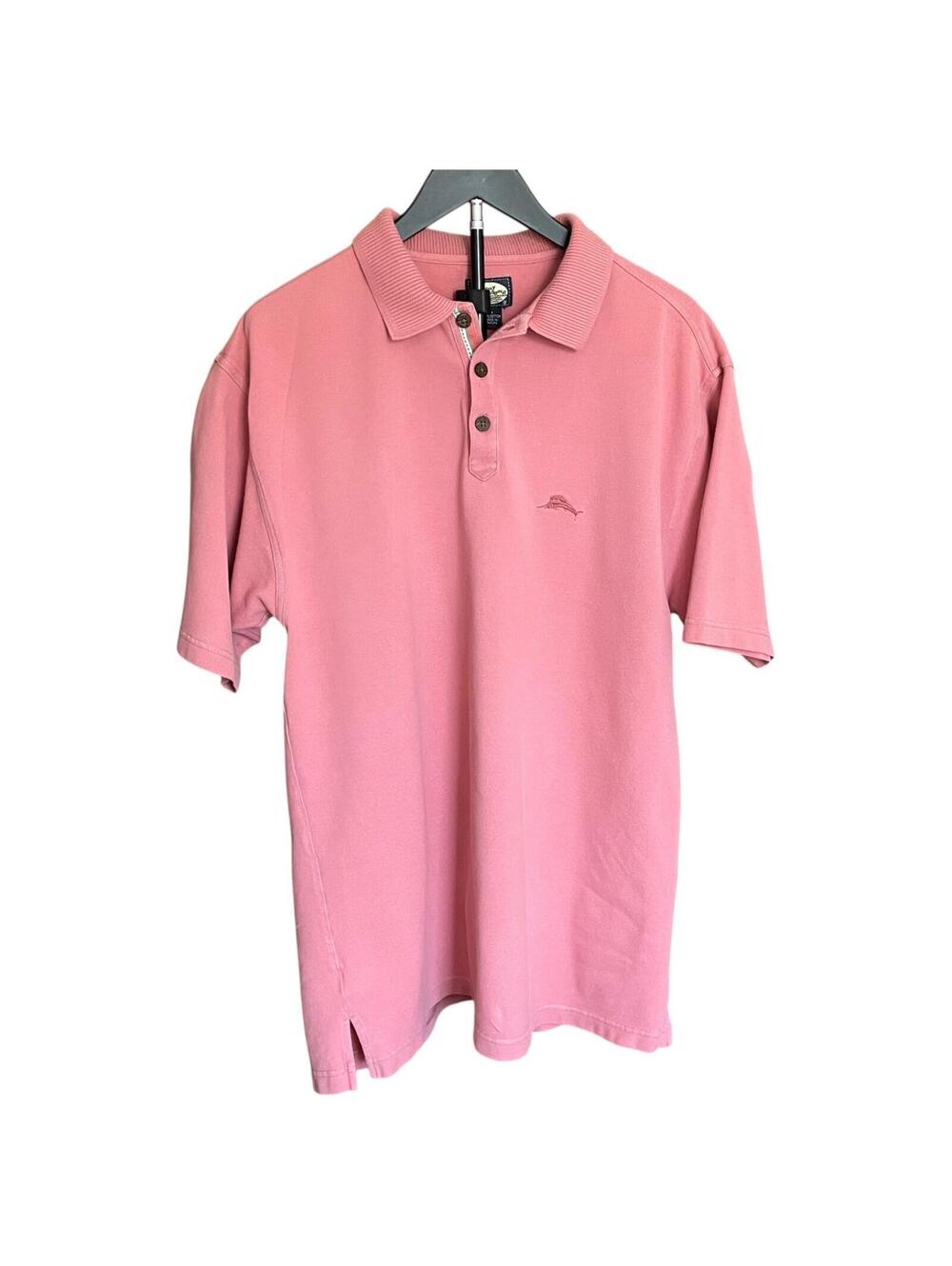 Tommy Bahama Polo Shirt Men’s Medium Pink Cotton Short Sleeve Logo Casual CLEAN!